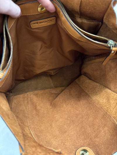 Marta Ponti Brown Leather Tote Bag