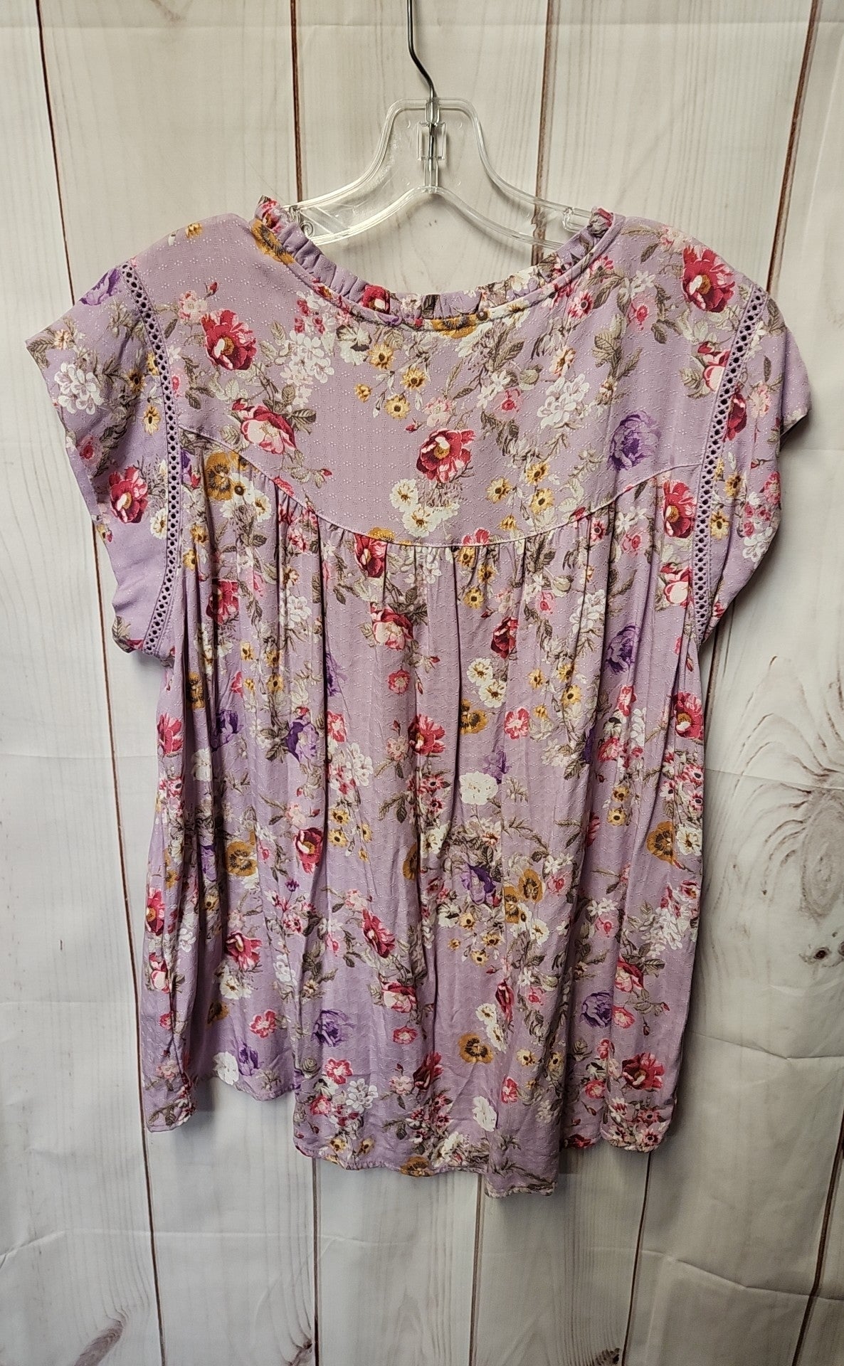 Buffalo Women's Size L Purple Floral Short Sleeve Top