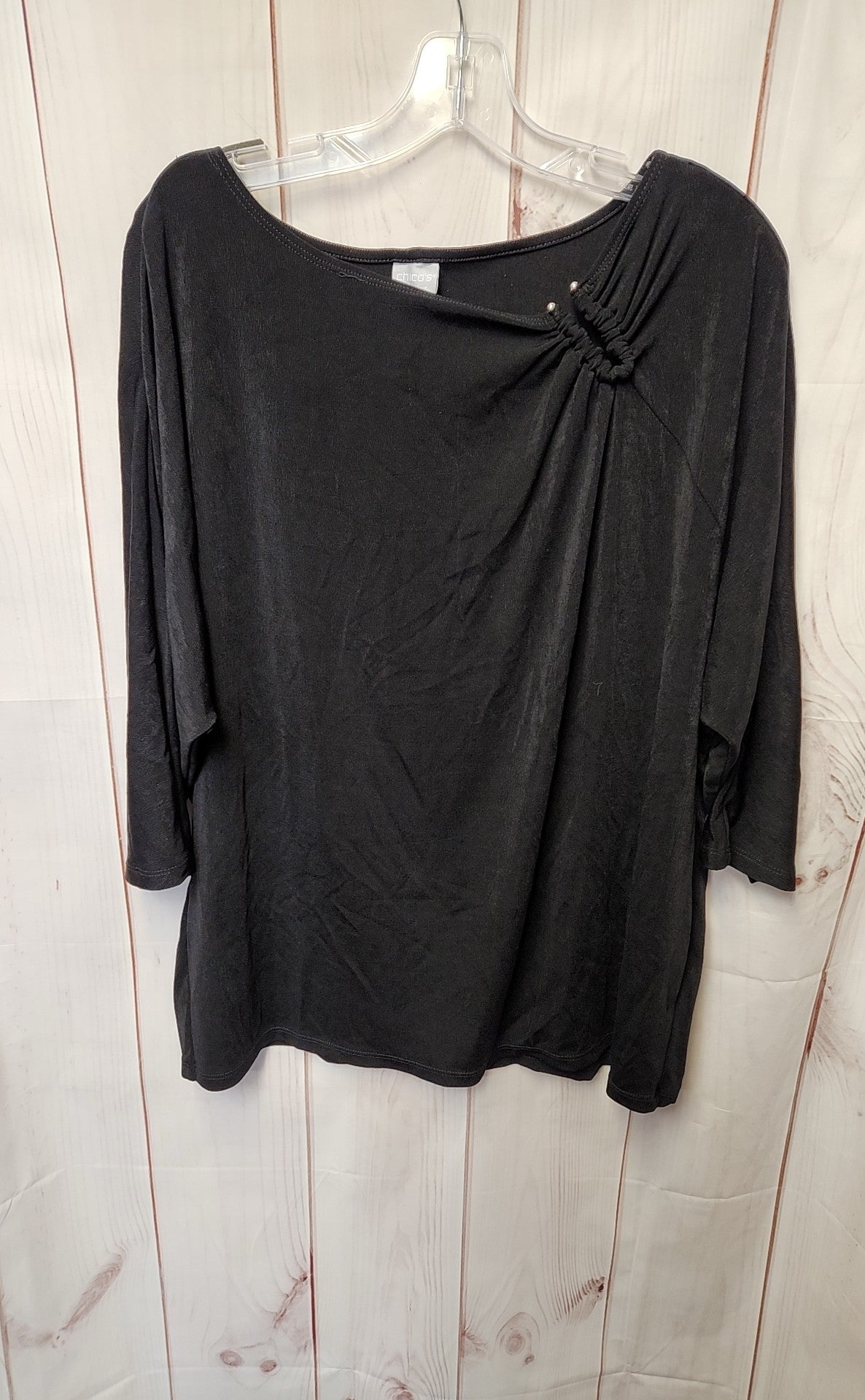 Chico's Travelers Women's Size 3 = US XL Black 3/4 Sleeve Top