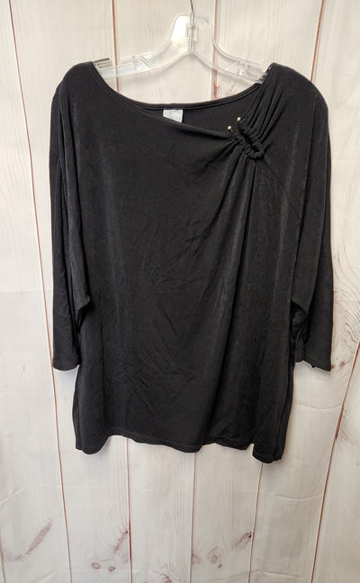 Chico's Travelers Women's Size 3 = US XL Black 3/4 Sleeve Top