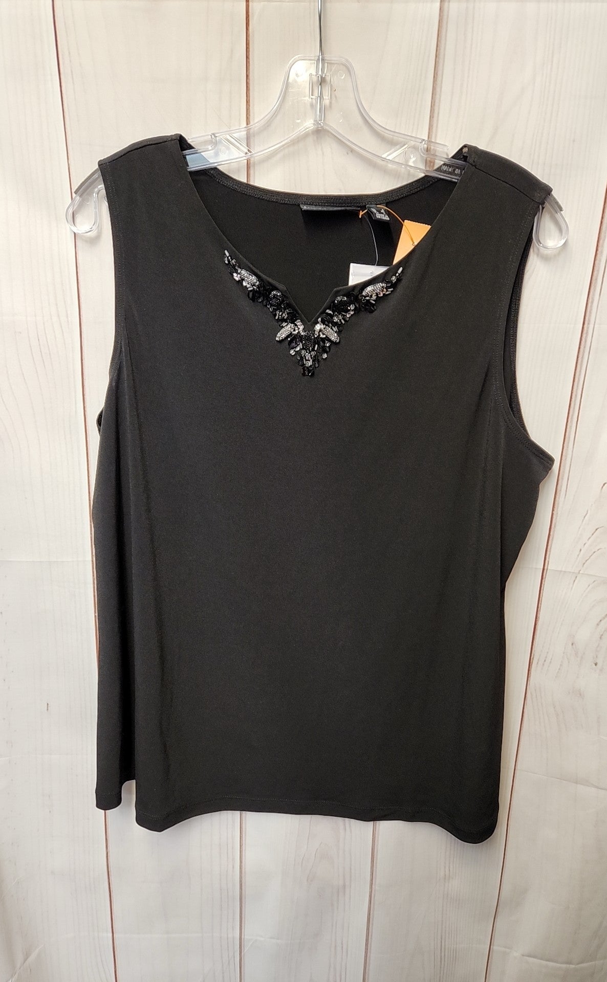 Susan Graver Women's Size L Black Sleeveless Top