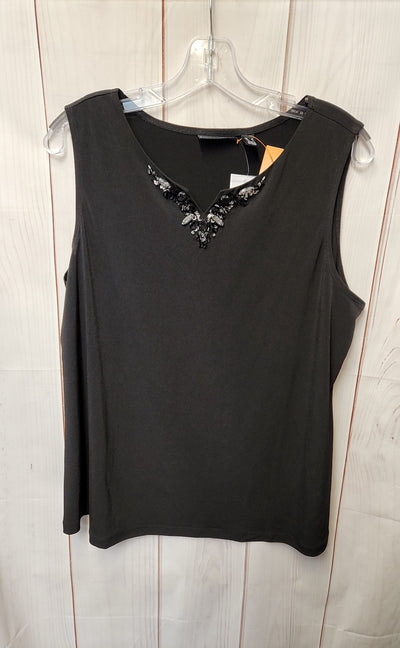 Susan Graver Women's Size L Black Sleeveless Top