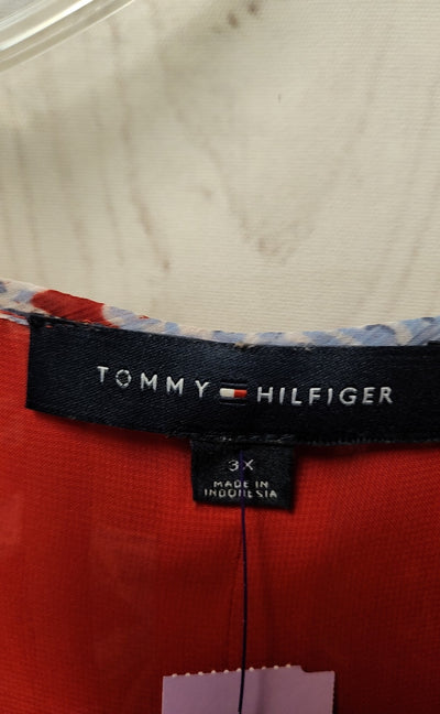 Tommy Hilfiger Women's Size 3X Red Floral Long Sleeve Top