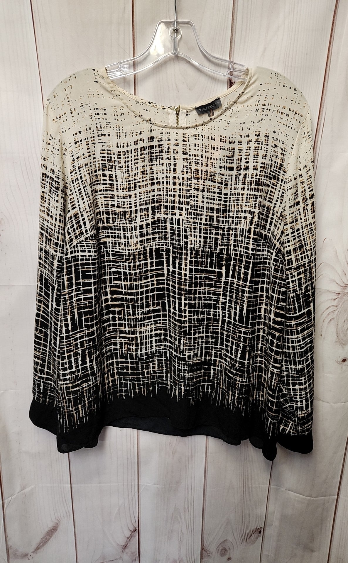 Vince Camuto Women's Size XL Black & Beige Long Sleeve Top