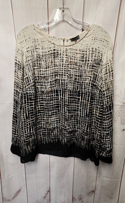 Vince Camuto Women's Size XL Black & Beige Long Sleeve Top
