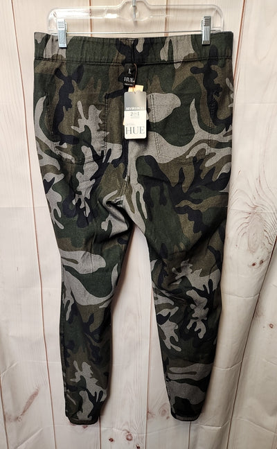 NWT Hue Women's Size L Black & Green Camo Reversible Pants