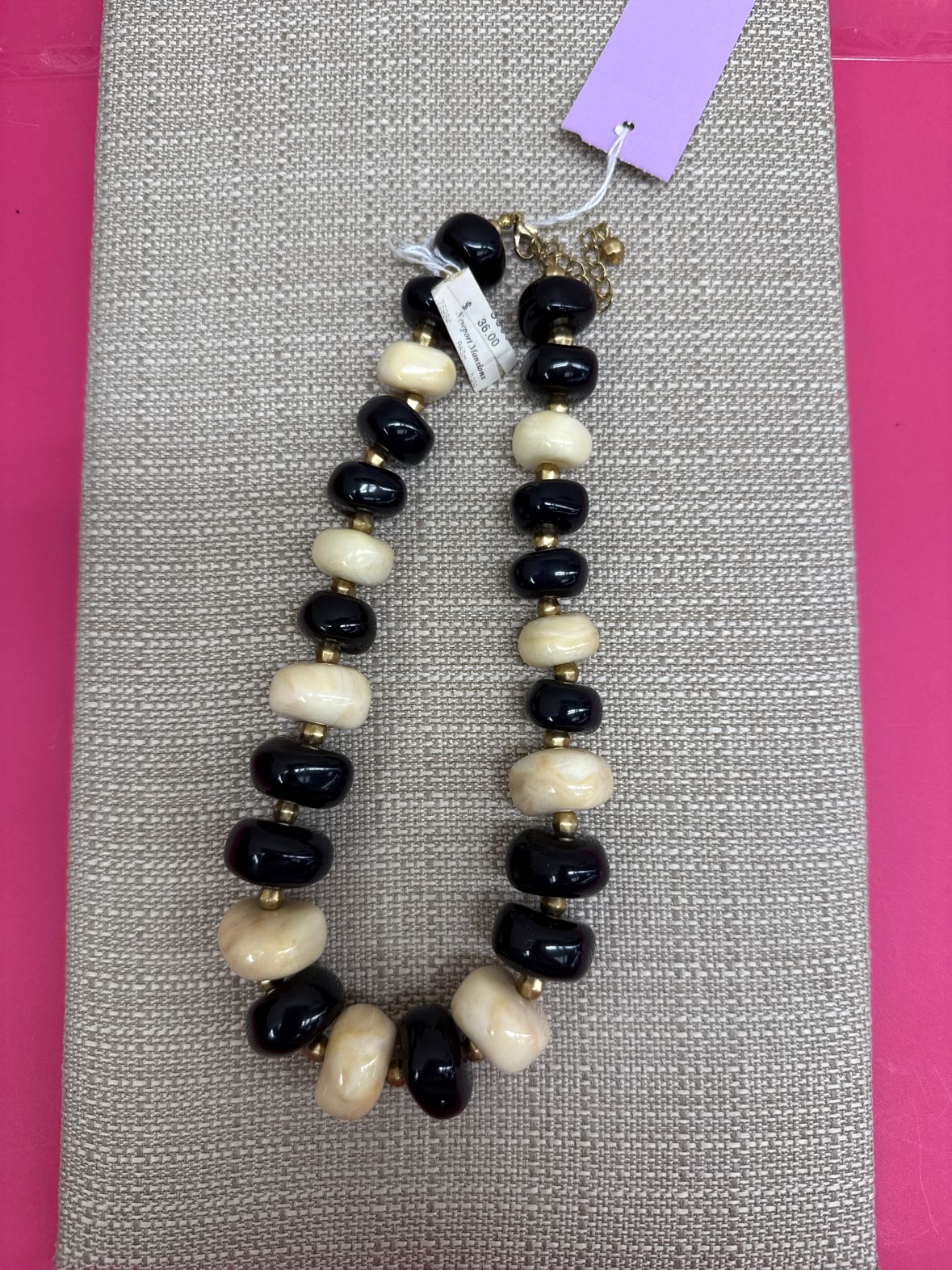 NWT Newport Mansions Black & White Beaded Necklace