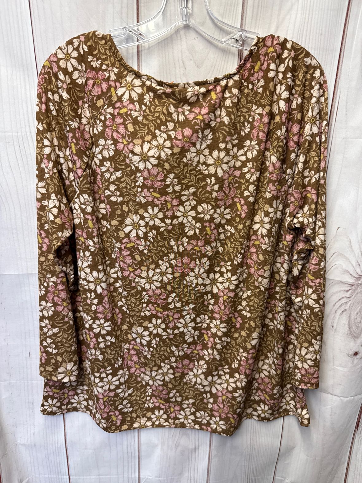 Cato Women's Size XL Brown Floral Long Sleeve Top