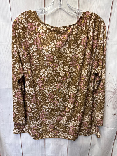 Cato Women's Size XL Brown Floral Long Sleeve Top