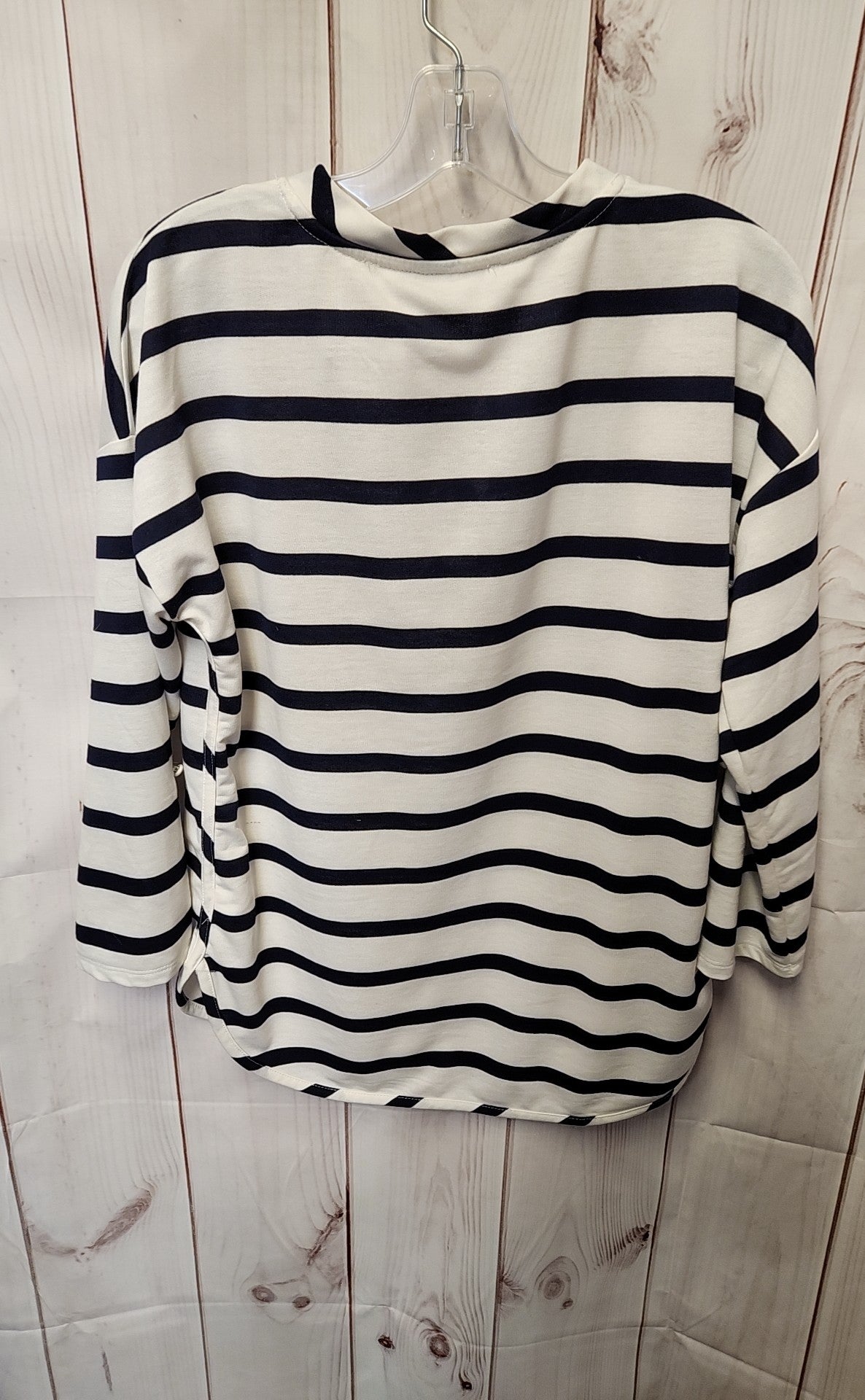 Cupio Women's Size M White & Blue 3/4 Sleeve Top