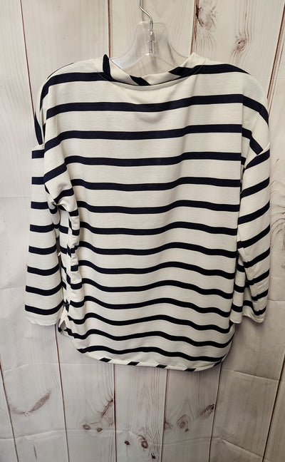 Cupio Women's Size M White & Blue 3/4 Sleeve Top
