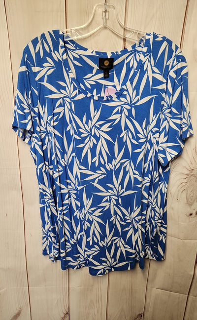 JM Collection Women's Size XL Blue Short Sleeve Top