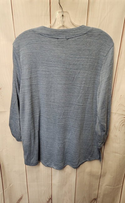 Ninety Women's Size L Blue 3/4 Sleeve Top