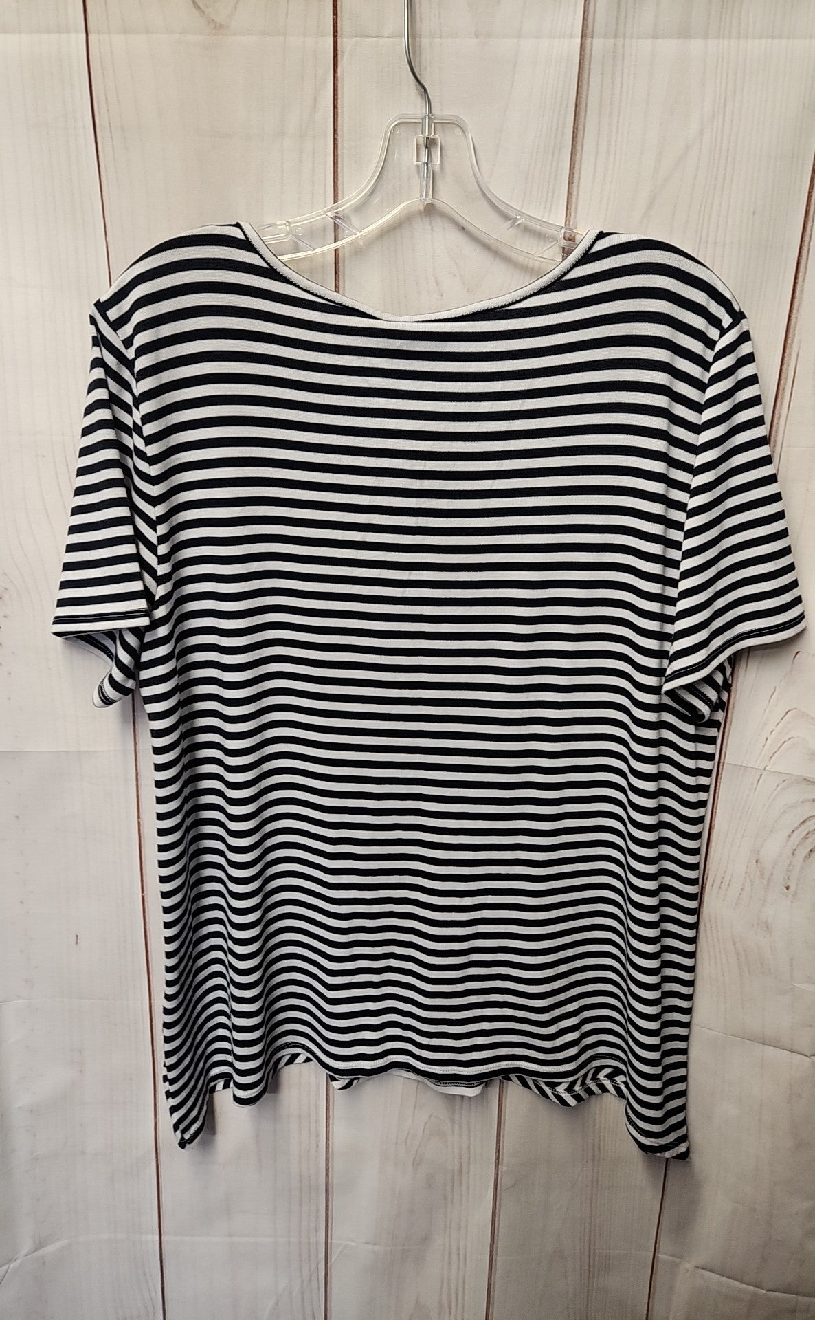 Alfred Dunner Women's Size L White & Blue Short Sleeve Top