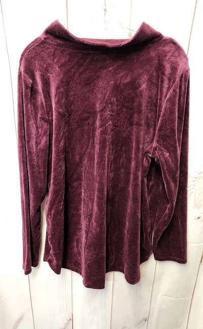 NWT Talbots Women's Size 1X Purple Velour Long Sleeve Top