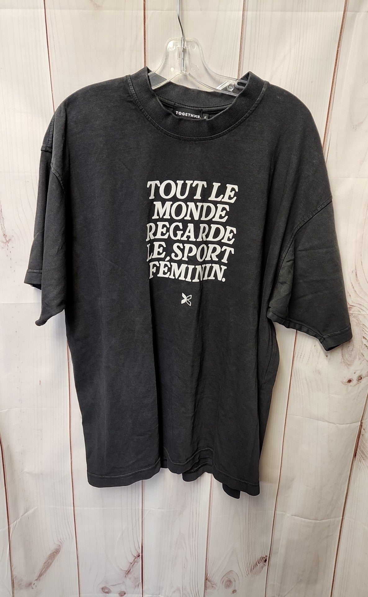 Together Women's Size XL Black Short Sleeve Top