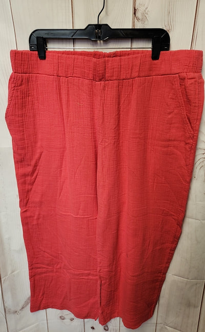 Logo Women's Size XL Red Cotton Pants Beach To Street