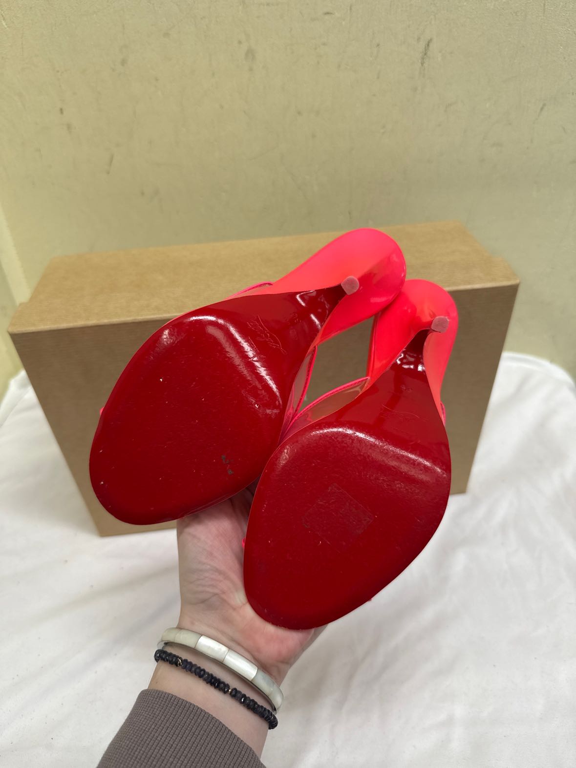 Christian Louboutin Size 36 = 5-1/2 Pink Pumps PVC Slides Shoes Just Arch 100