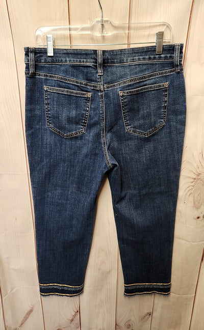 Chico's Women's Size 1 = US 8 Blue Jeans So Slimming Girlfriend Slim Leg Crop