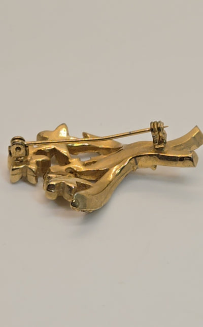 Gold Floral Brooch Pin