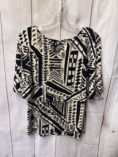 Iman Women's Size S White & Black Short Sleeve Top