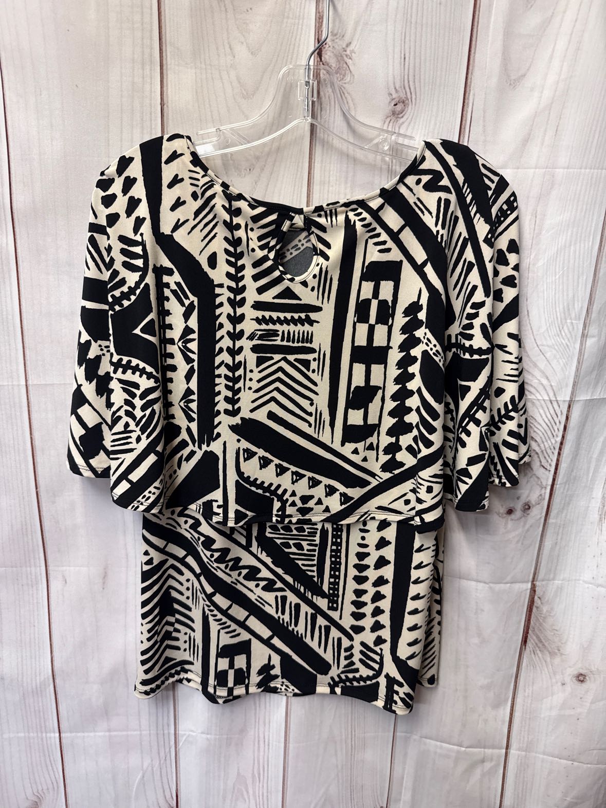 Iman Women's Size S White & Black Short Sleeve Top