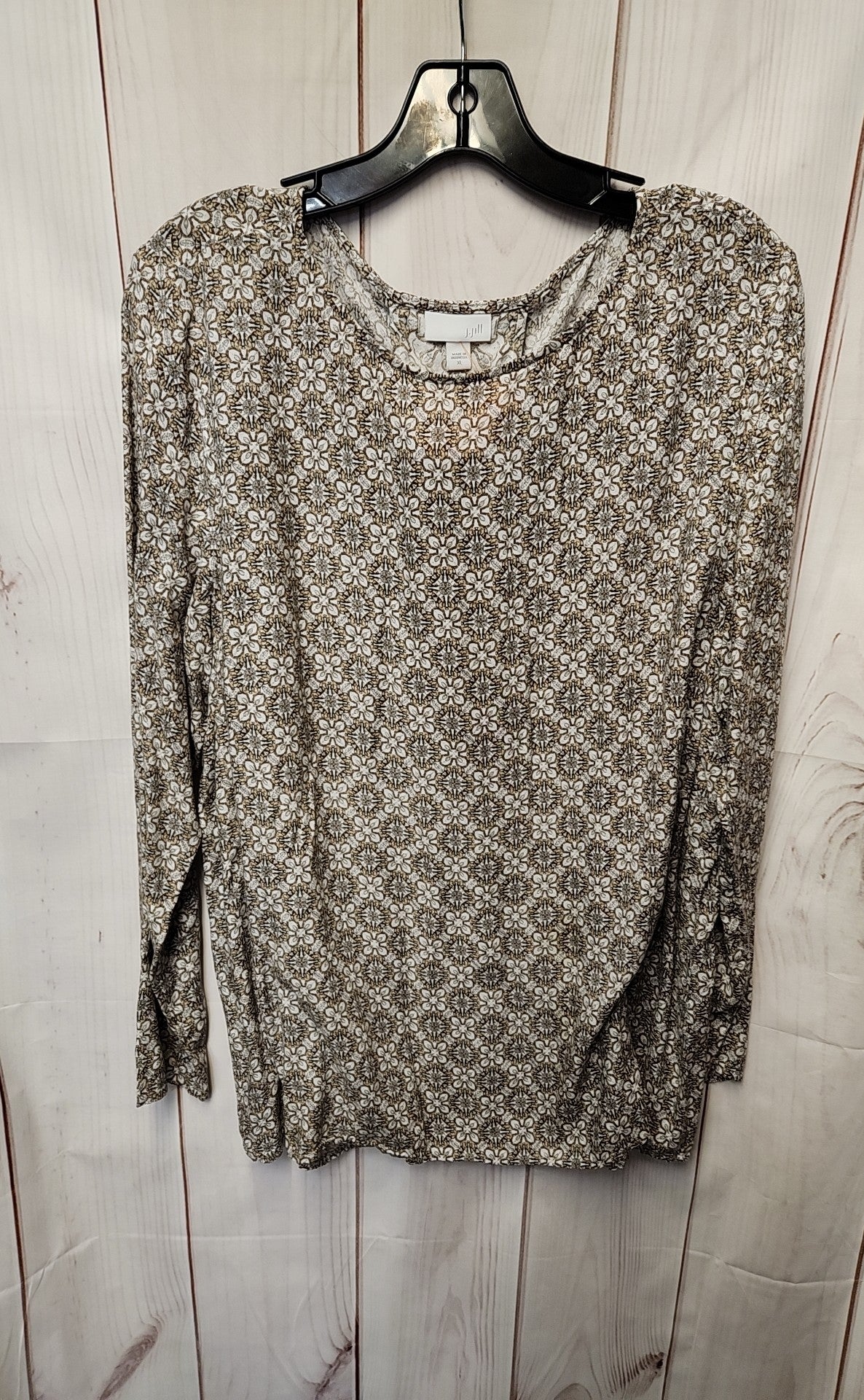 J Jill Women's Size XL Brown Floral Long Sleeve Top