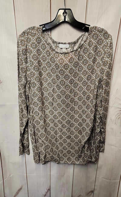 J Jill Women's Size XL Brown Floral Long Sleeve Top