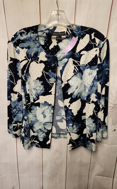 Jessica Howard Women's Size 16 Blue Floral Cardigan