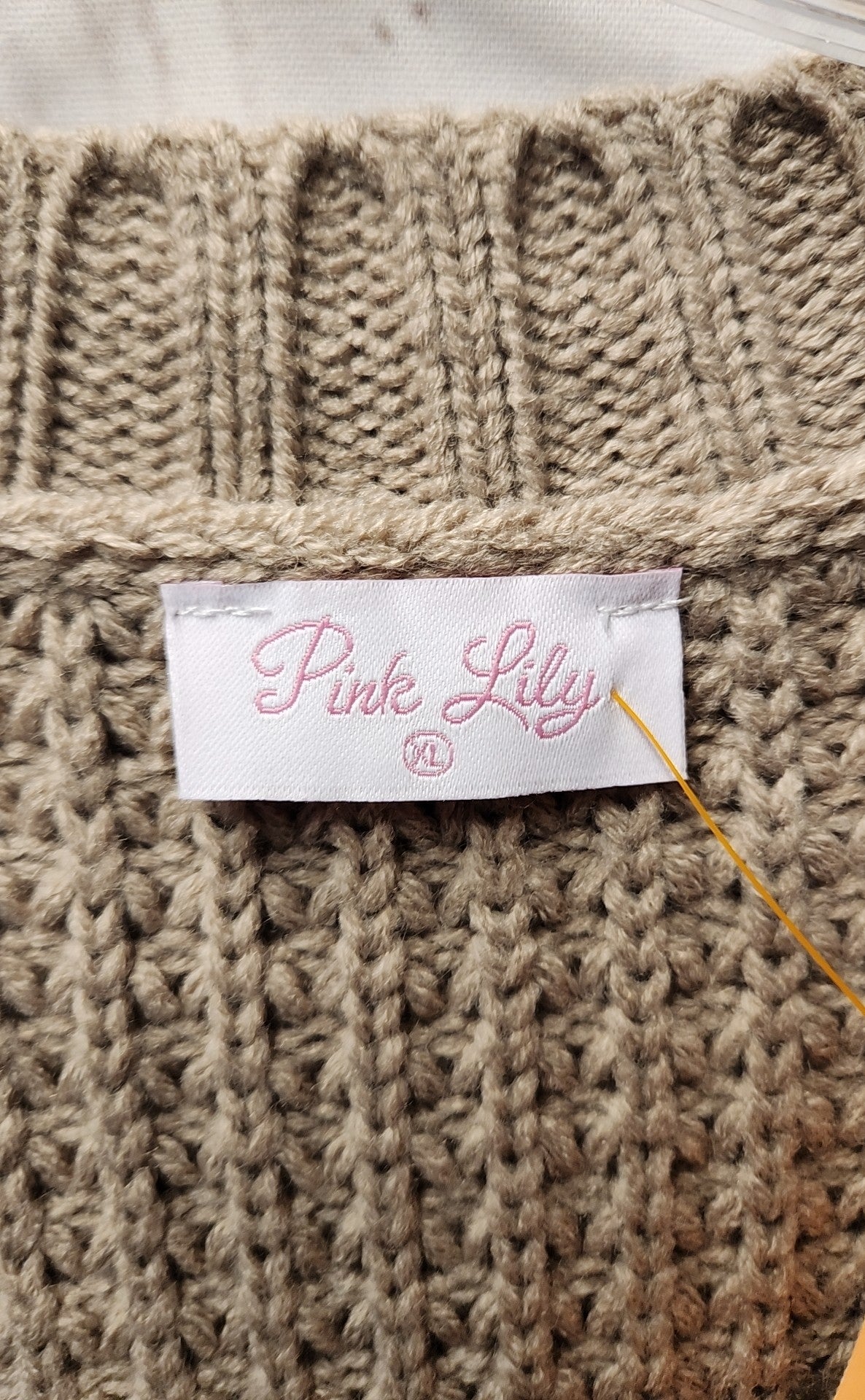 Pink Lily Women's Size XL Brown Cardigan