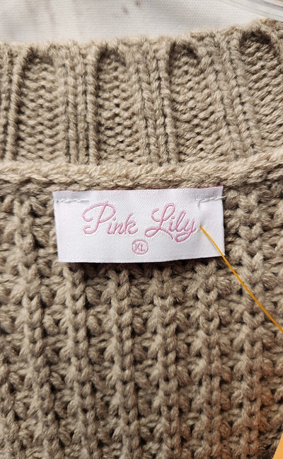 Pink Lily Women's Size XL Brown Cardigan