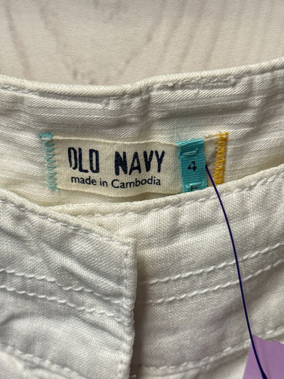 Old Navy Women's Size 4 White Linen Capris Just Below Waist