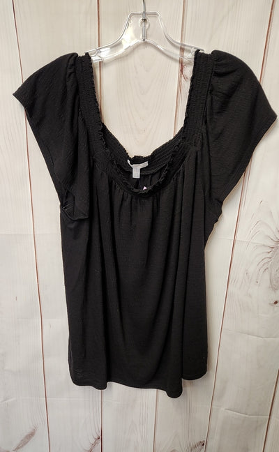 Lauren Conrad Women's Size 2X Black Short Sleeve Top