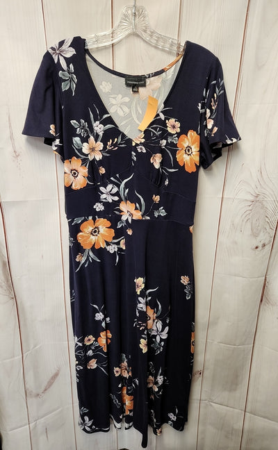 Fortune & Ivy Women's Size L Navy Floral Dress