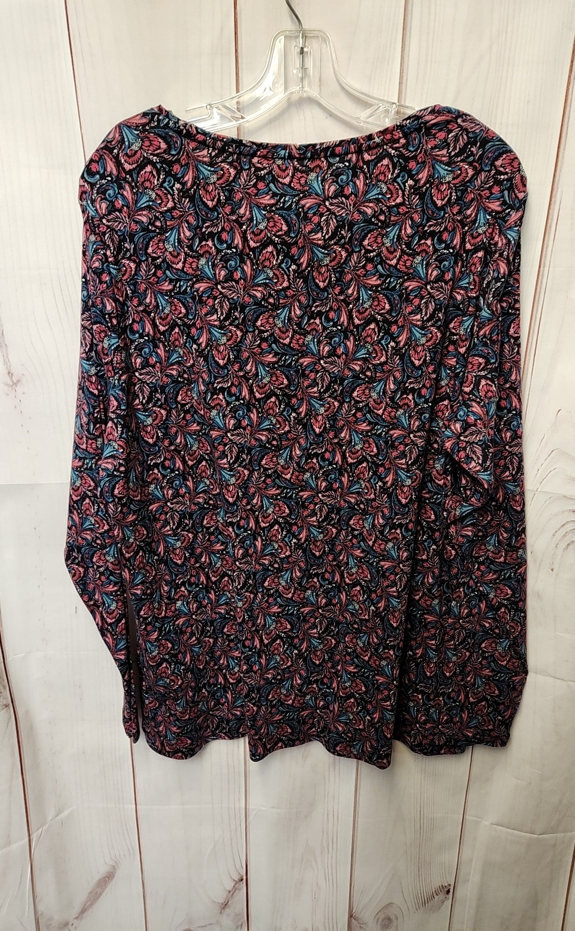 Croft & Barrow Women's Size 1X Black & Pink Floral Long Sleeve Top