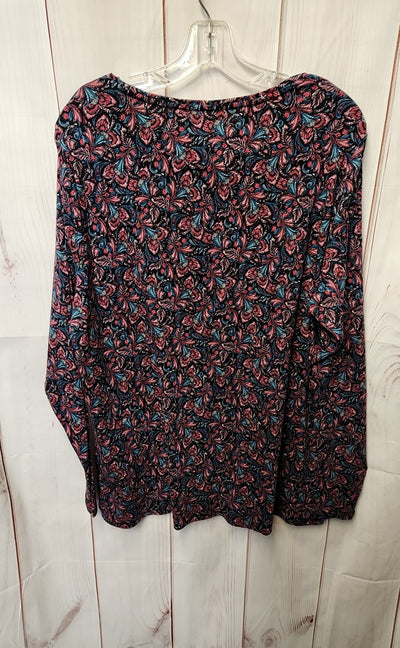 Croft & Barrow Women's Size 1X Black & Pink Floral Long Sleeve Top