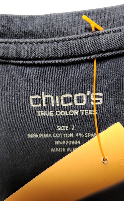 Chico's Women's Size 2 = US L Navy 3/4 Sleeve Top