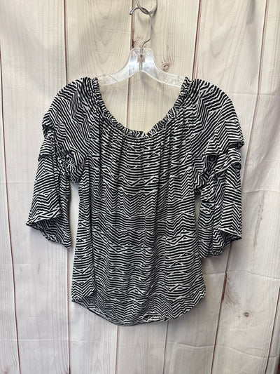 White House Black Market Women's Size M Petite White & Black 3/4 Sleeve Top