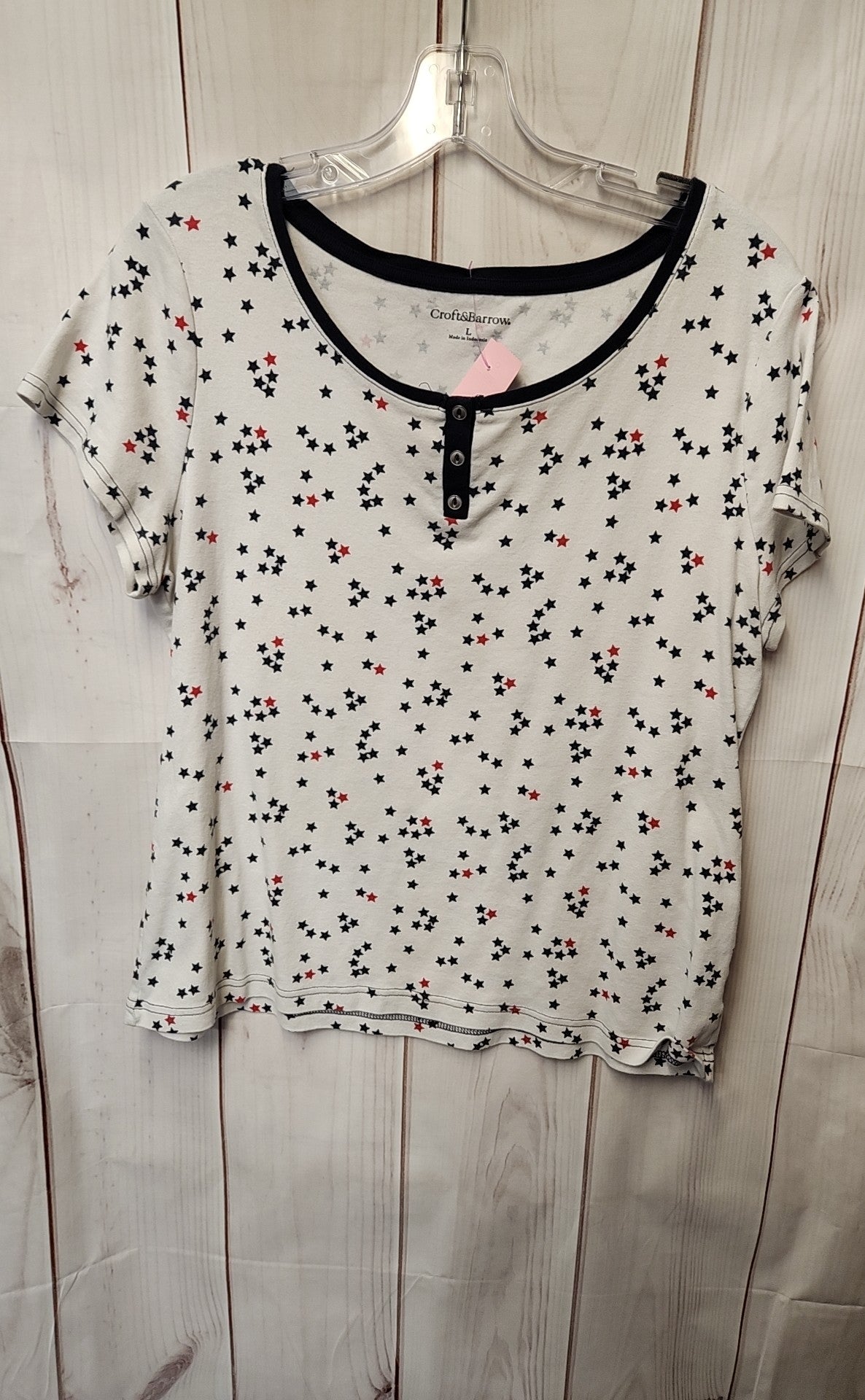Croft & Barrow Women's Size L White Short Sleeve Top