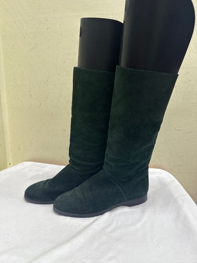 Lands End Women's Size 6-1/2 Green Suede Boots Shoes