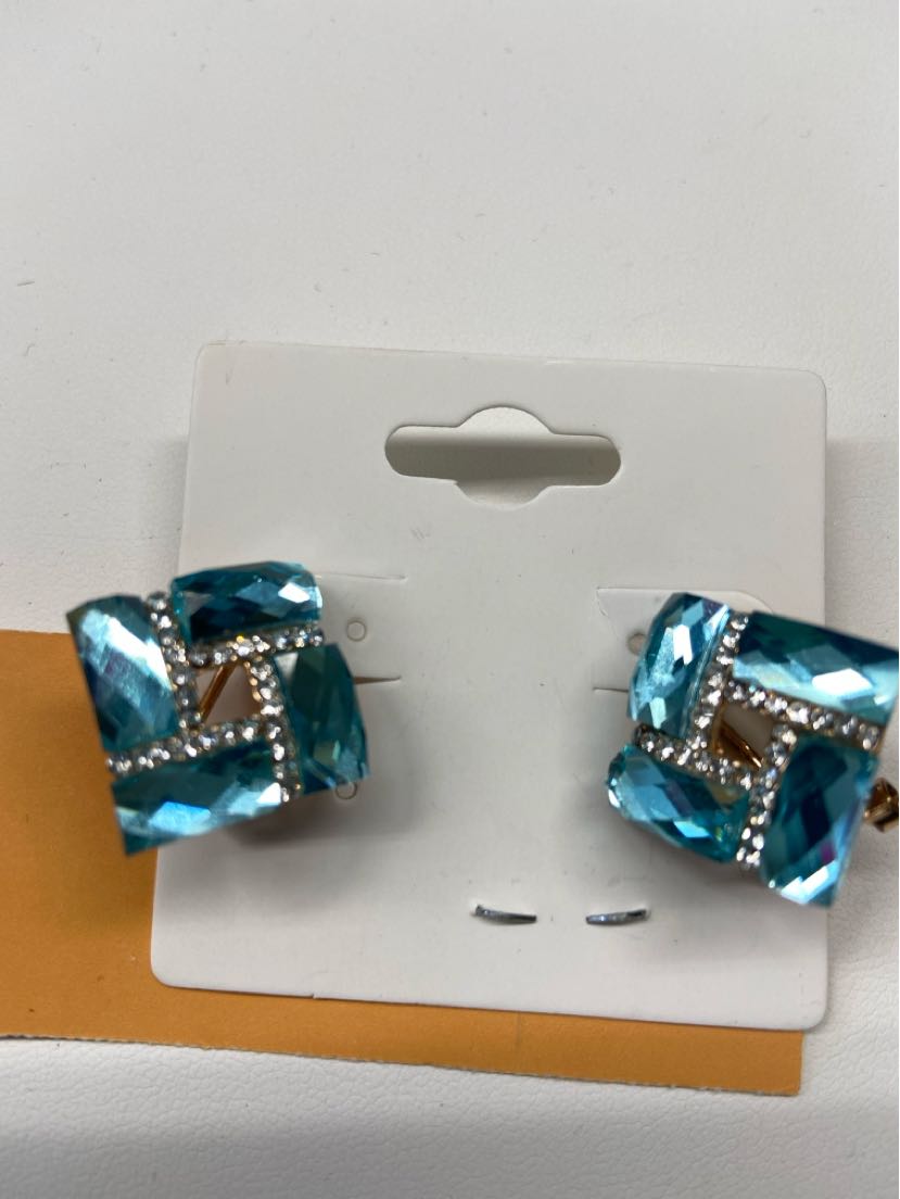 Blue Rhinestone Earrings