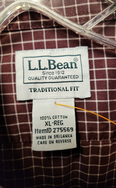 LL Bean Men's Size XL Maroon Shirt