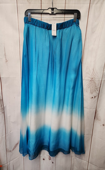 NWT White House Black Market Women's Size S White & Blue Silk Skirt