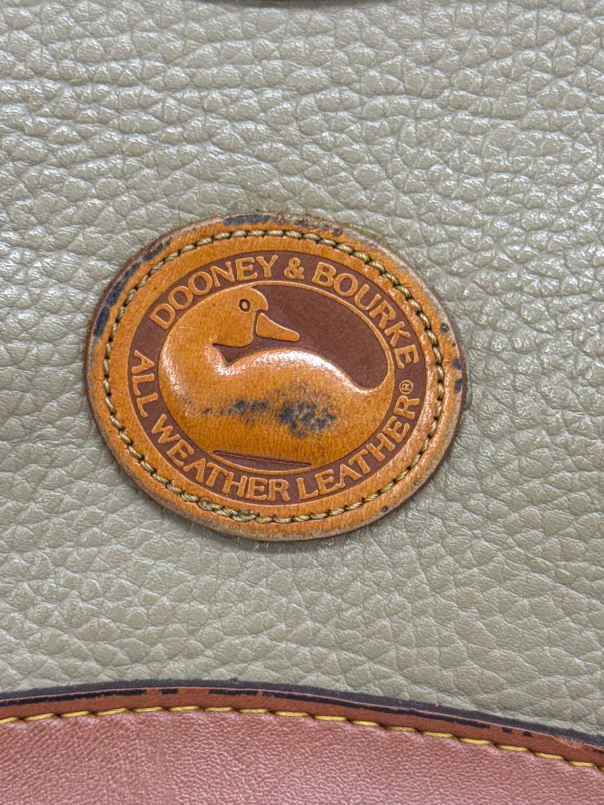 VTG Dooney & Bourke Taupe Leather Crossbody Purse Bag AS IS - marks