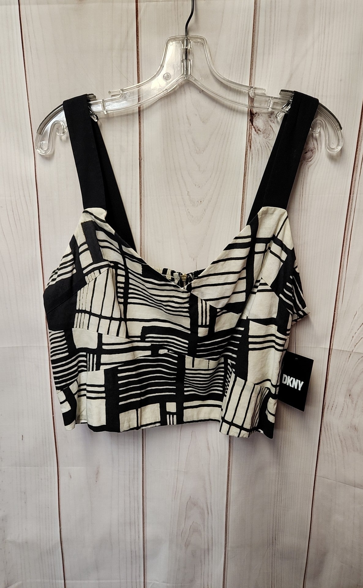 NWT DKNY Women's Size L White & Black Sleeveless Top