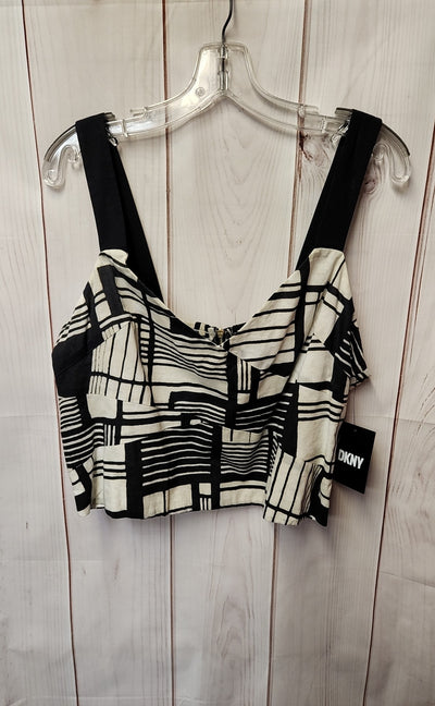 NWT DKNY Women's Size L White & Black Sleeveless Top