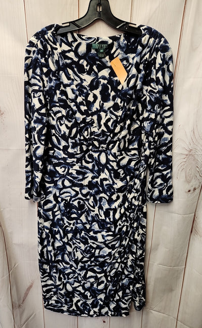 Lauren by Ralph Lauren Women's Size 18 Blue & White Dress