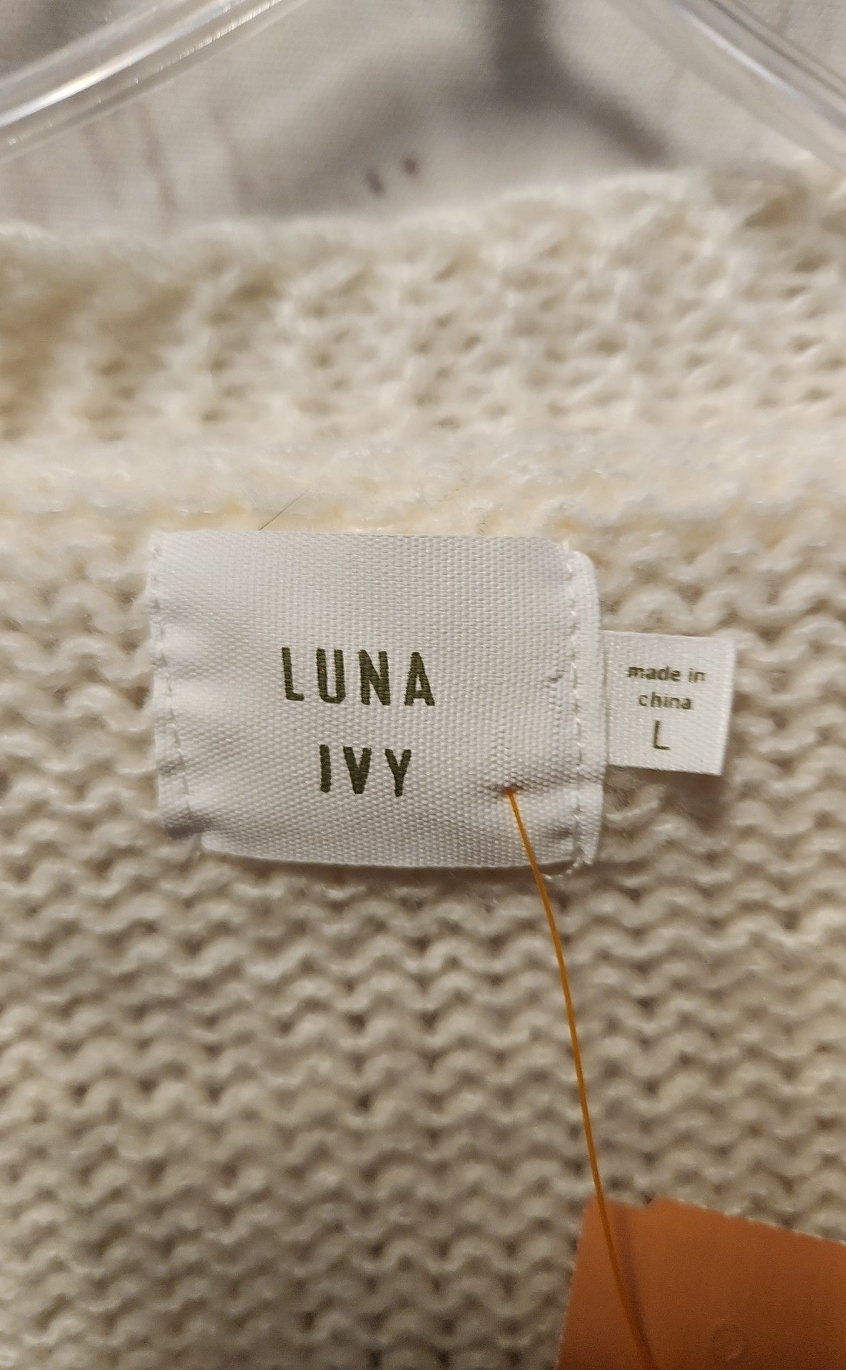 Luna Ivy Women's Size L White Floral Cardigan