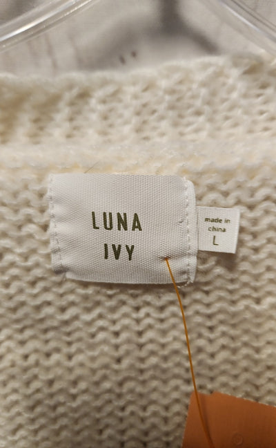 Luna Ivy Women's Size L White Floral Cardigan