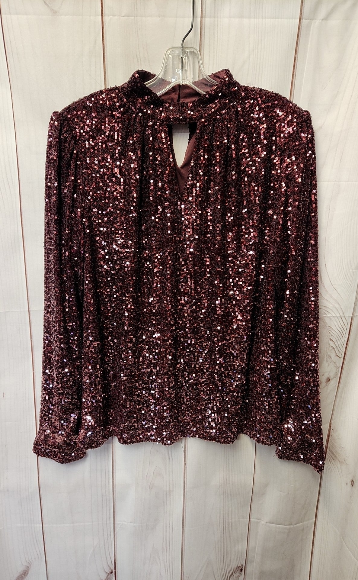 NWT Cable & Gauge Women's Size L Maroon Sequined Long Sleeve Top